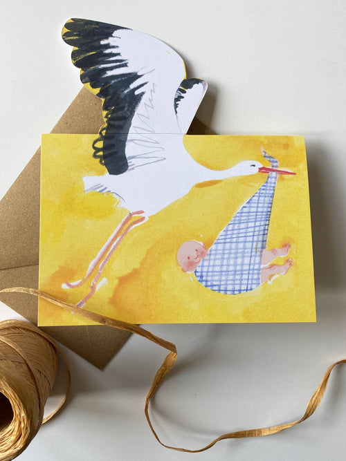 'Stork' Mantelpiece Greetings Card