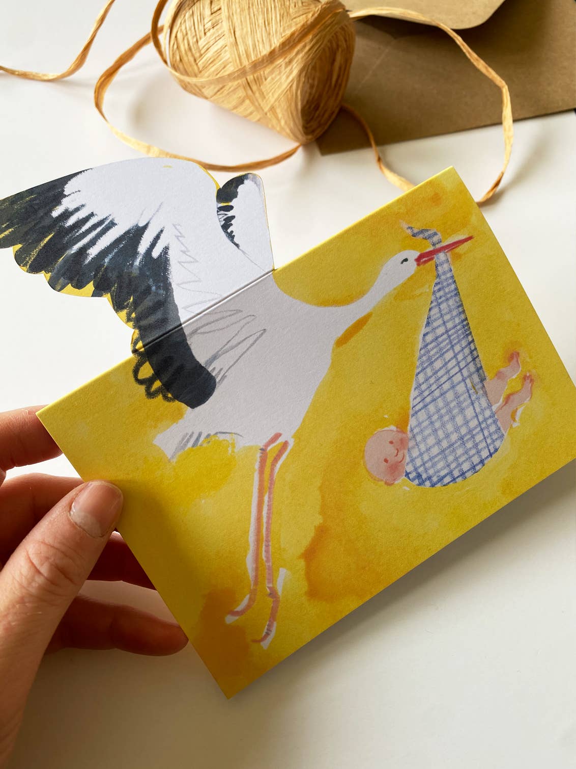 'Stork' Mantelpiece Greetings Card