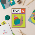 Snail Five 5th Birthday Card