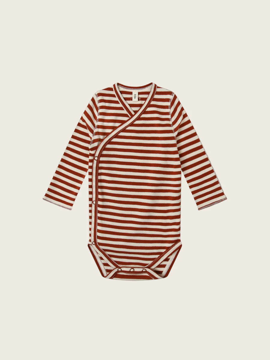 Organic Zoo - Organic cotton Paprika Stripes Wrap Bodysuit