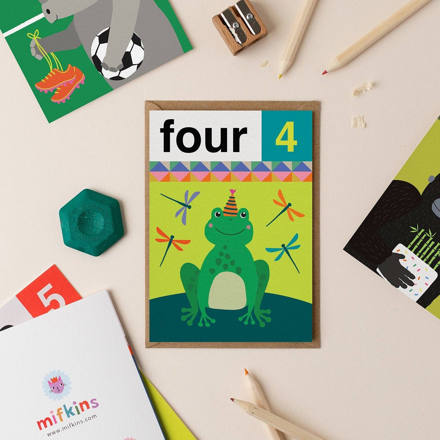 Frog Four 4th Birthday Card