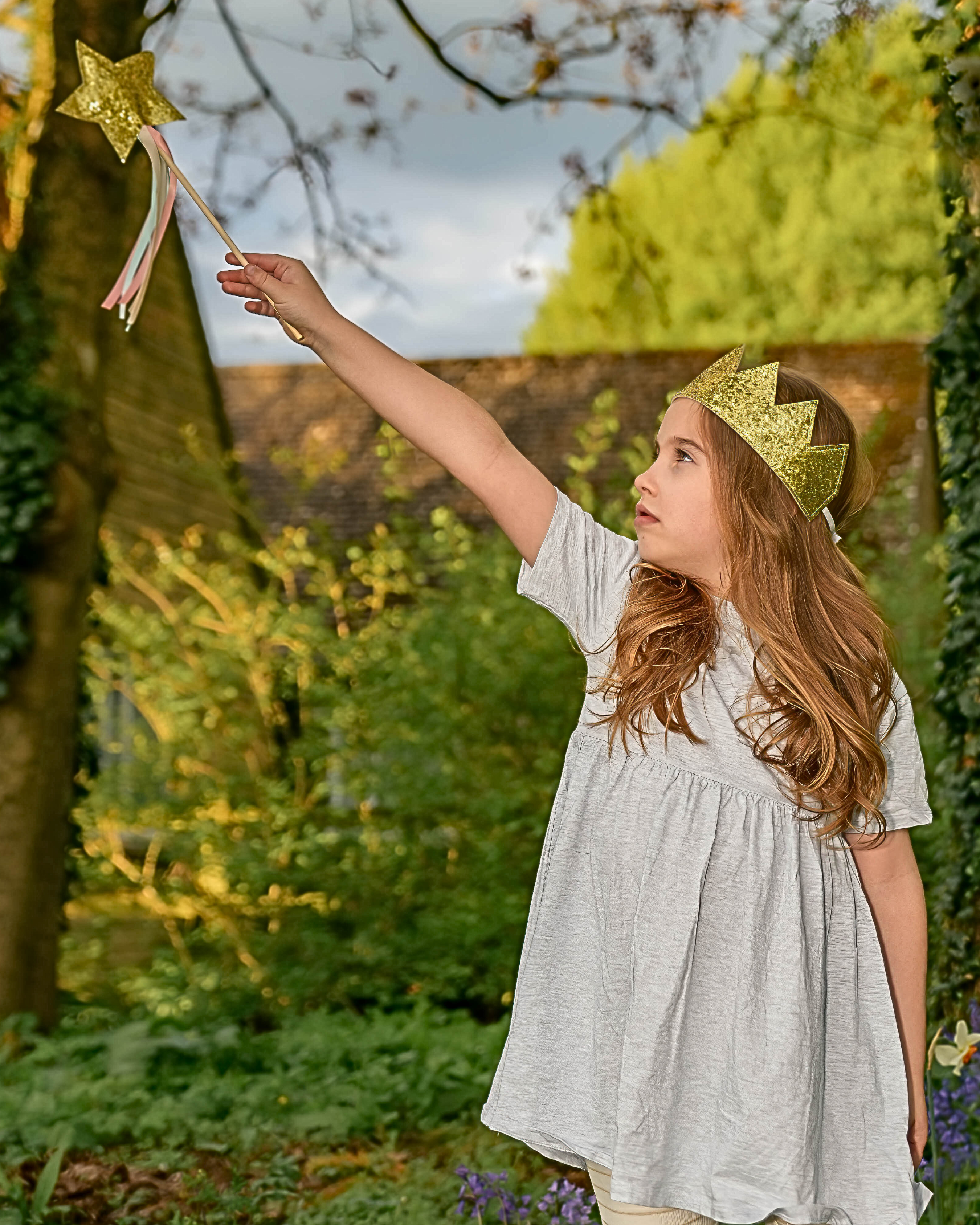 A is for Alice - Gold Glitter Magic Wand with Pastel Tassels