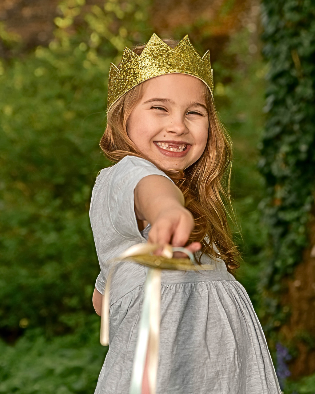 A is for Alice - Gold Glitter Magic Wand with Pastel Tassels