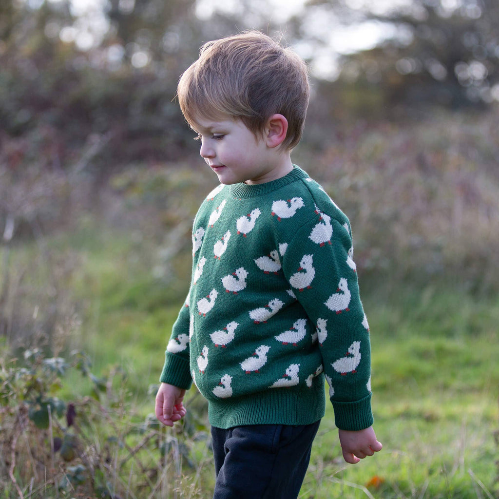 Little Green Radicals - Olive Ducks Snuggly Knitted Jumper