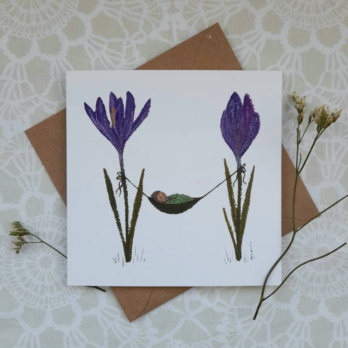 Crocus Baby Greeting Card | New baby card | Birth | Nature 