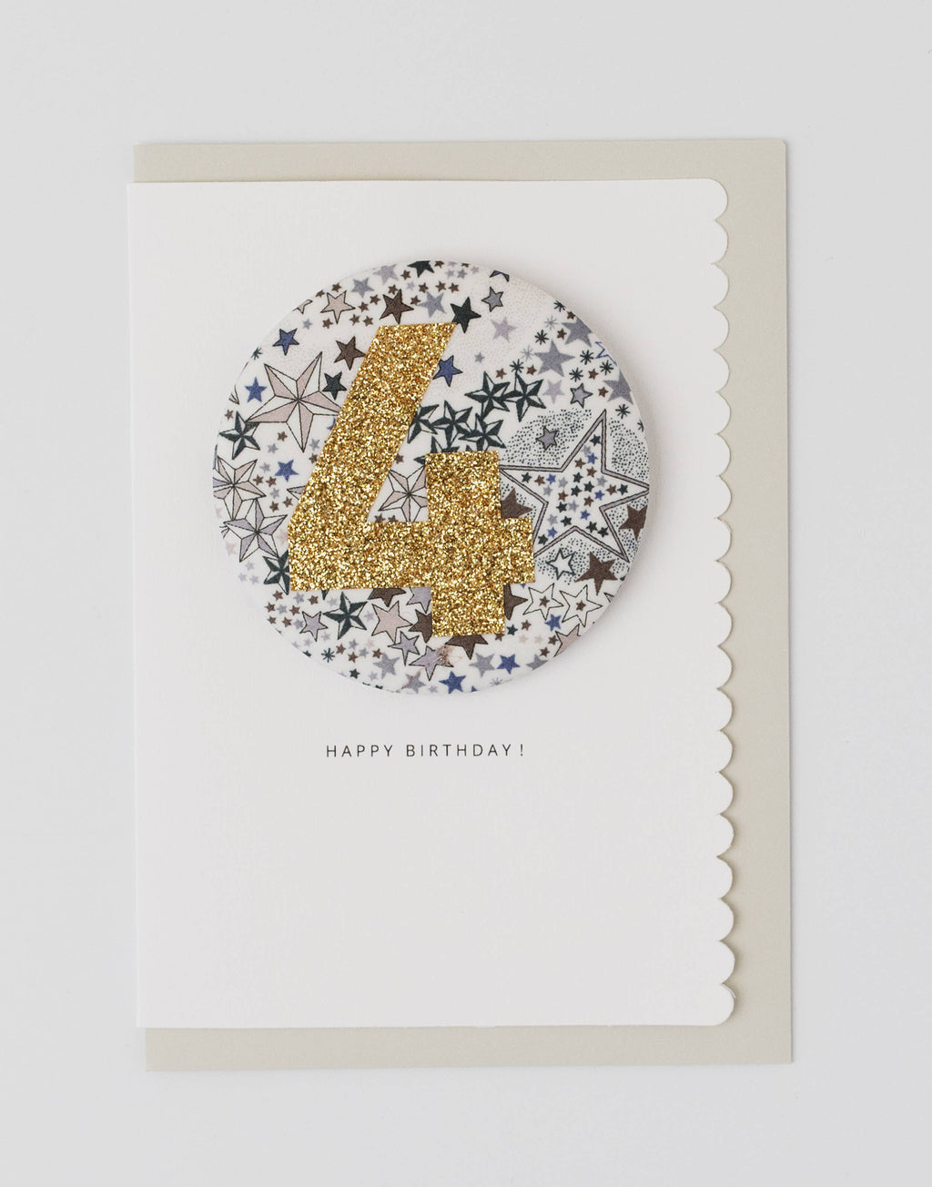 Birthday Card with Liberty 'Adelajda's Wish' Badge Age 4