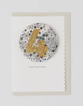 Birthday Card with Liberty 'Adelajda's Wish' Badge Age 4