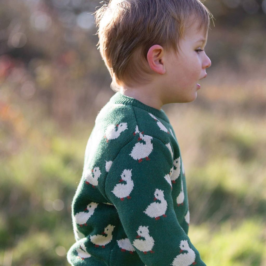 Little Green Radicals - Olive Ducks Snuggly Knitted Jumper