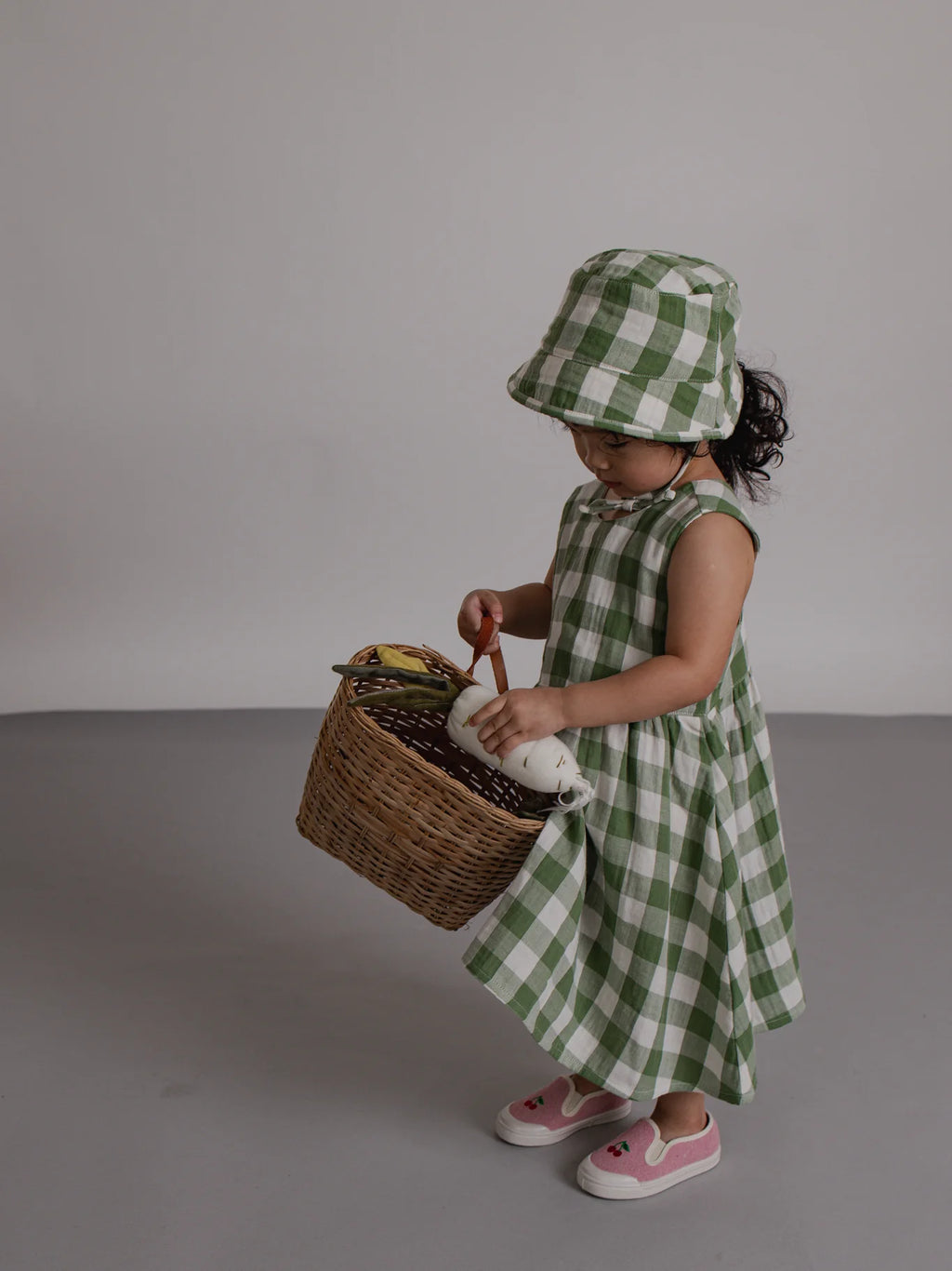 Organic Zoo - Dill Gingham Bucket Sun Hat