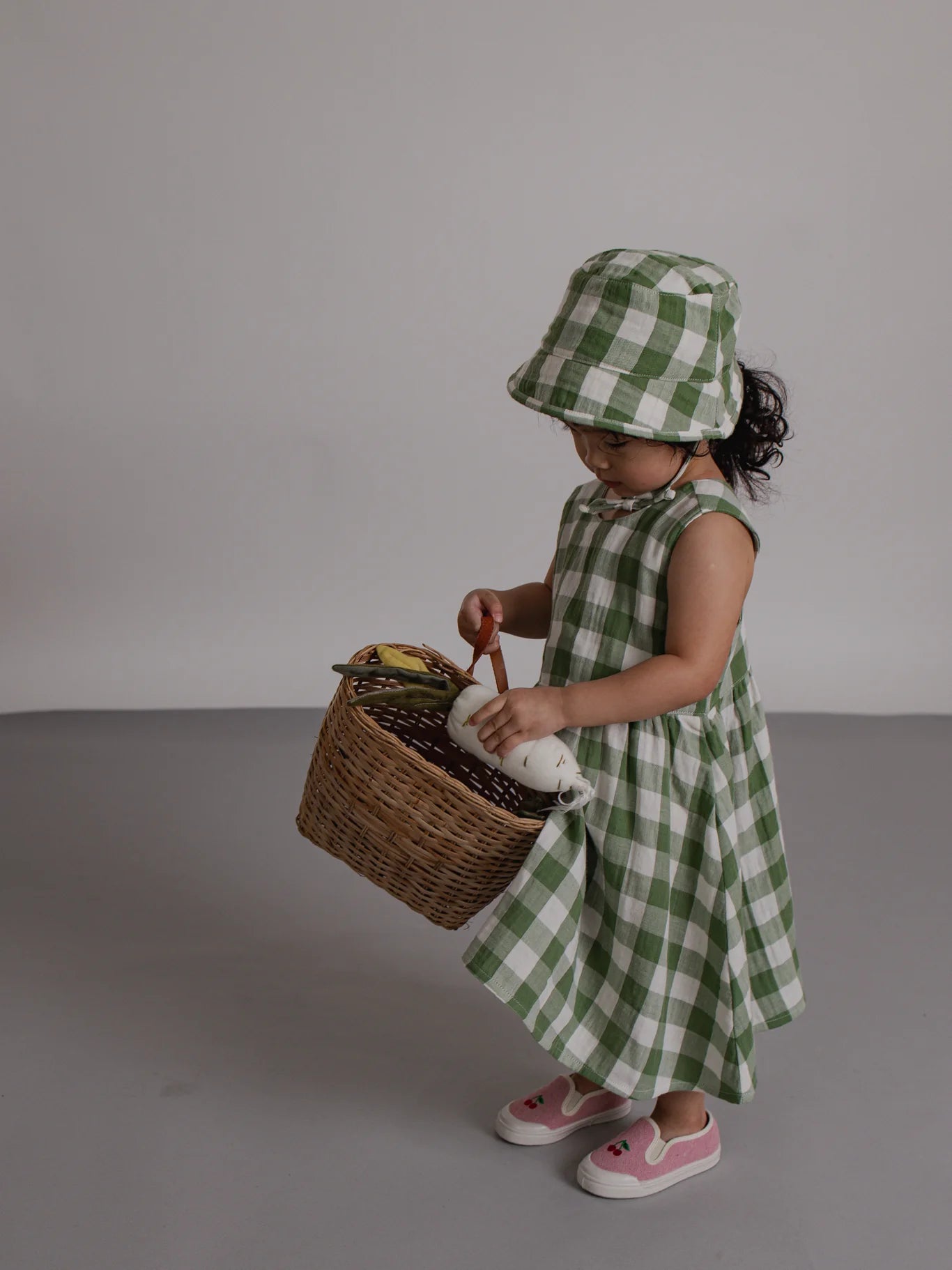 Organic Zoo - Dill Gingham Bucket Sun Hat