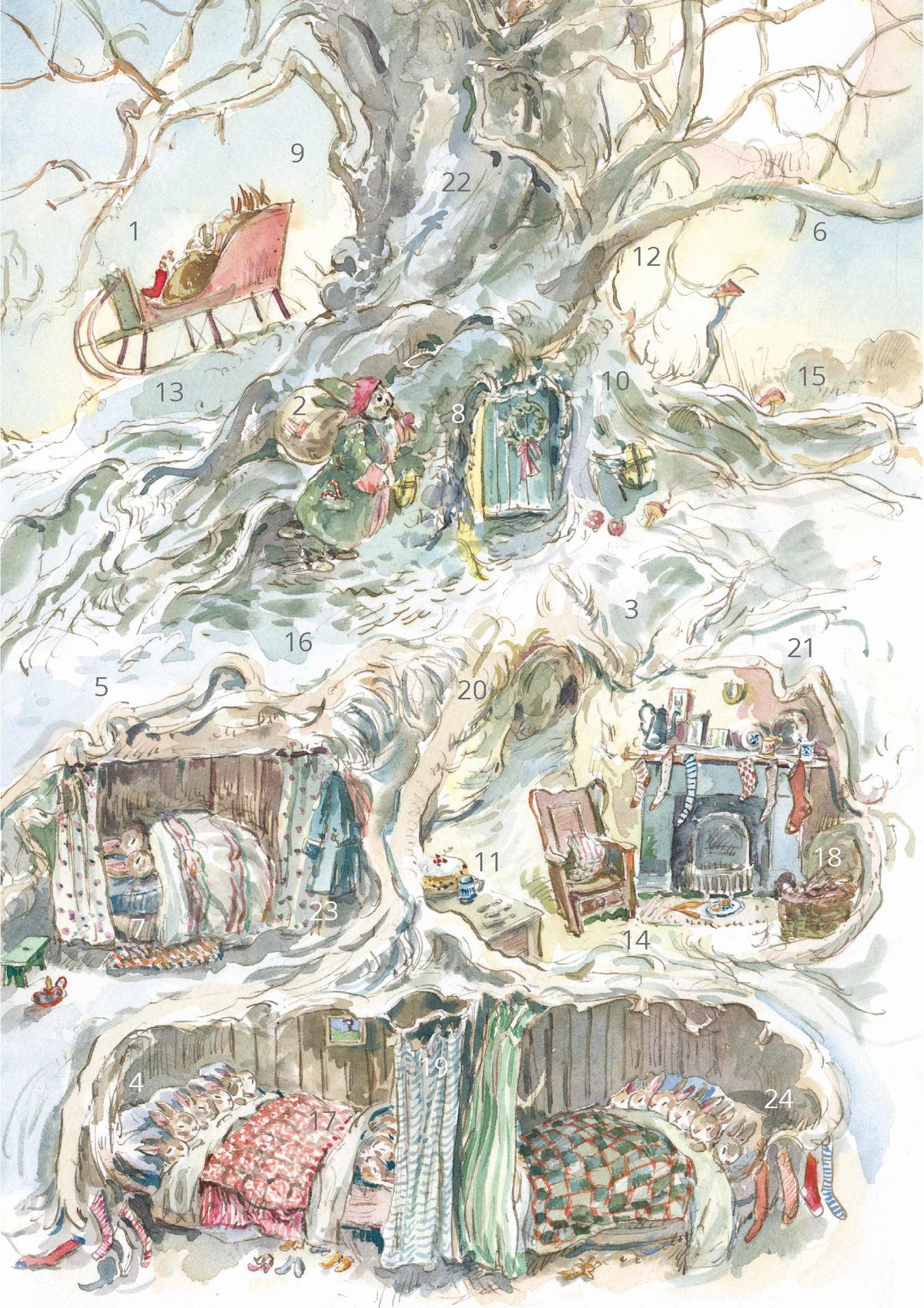 Advent Calendar Card - Rabbit Father Christmas