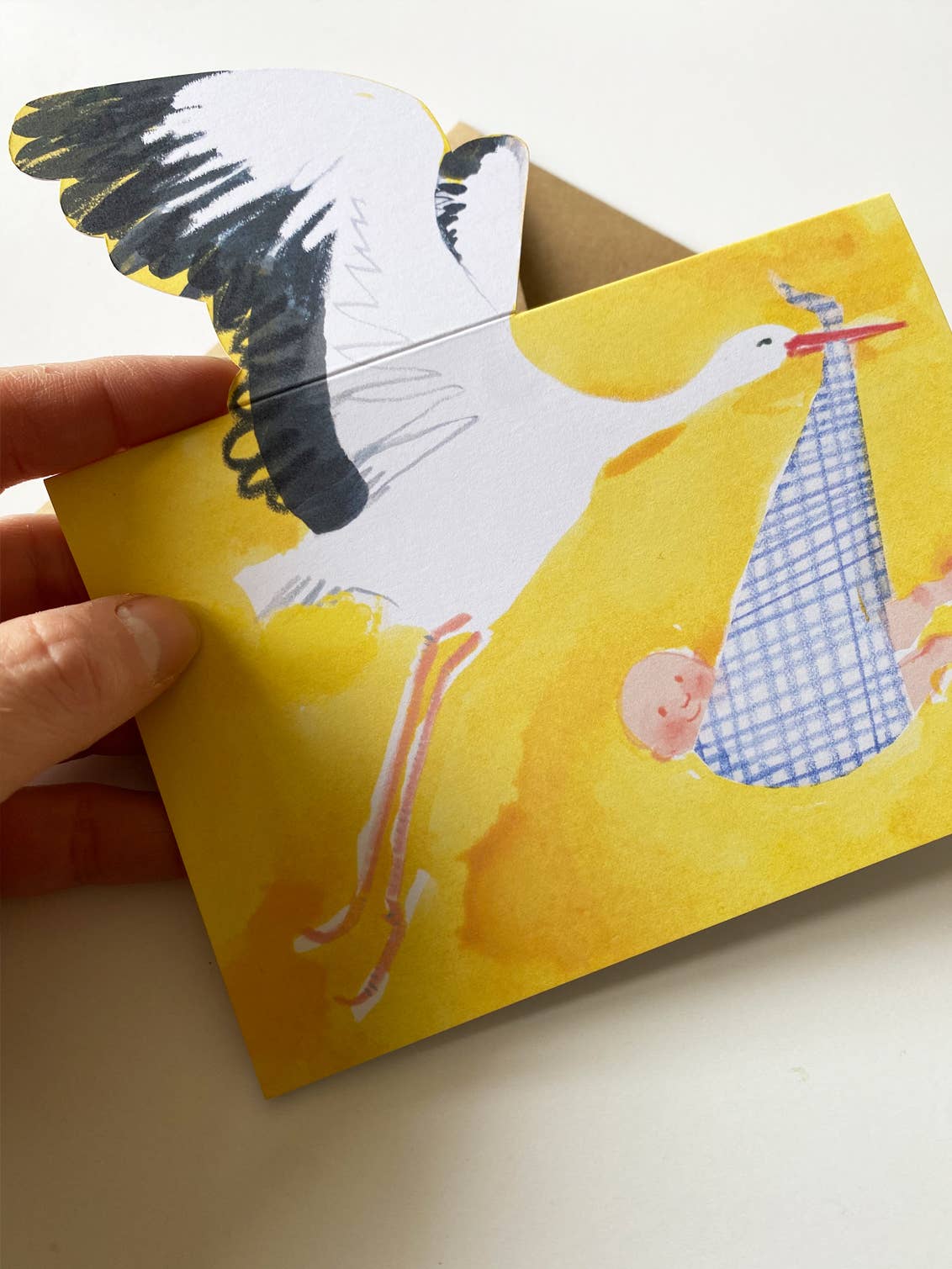 'Stork' Mantelpiece Greetings Card