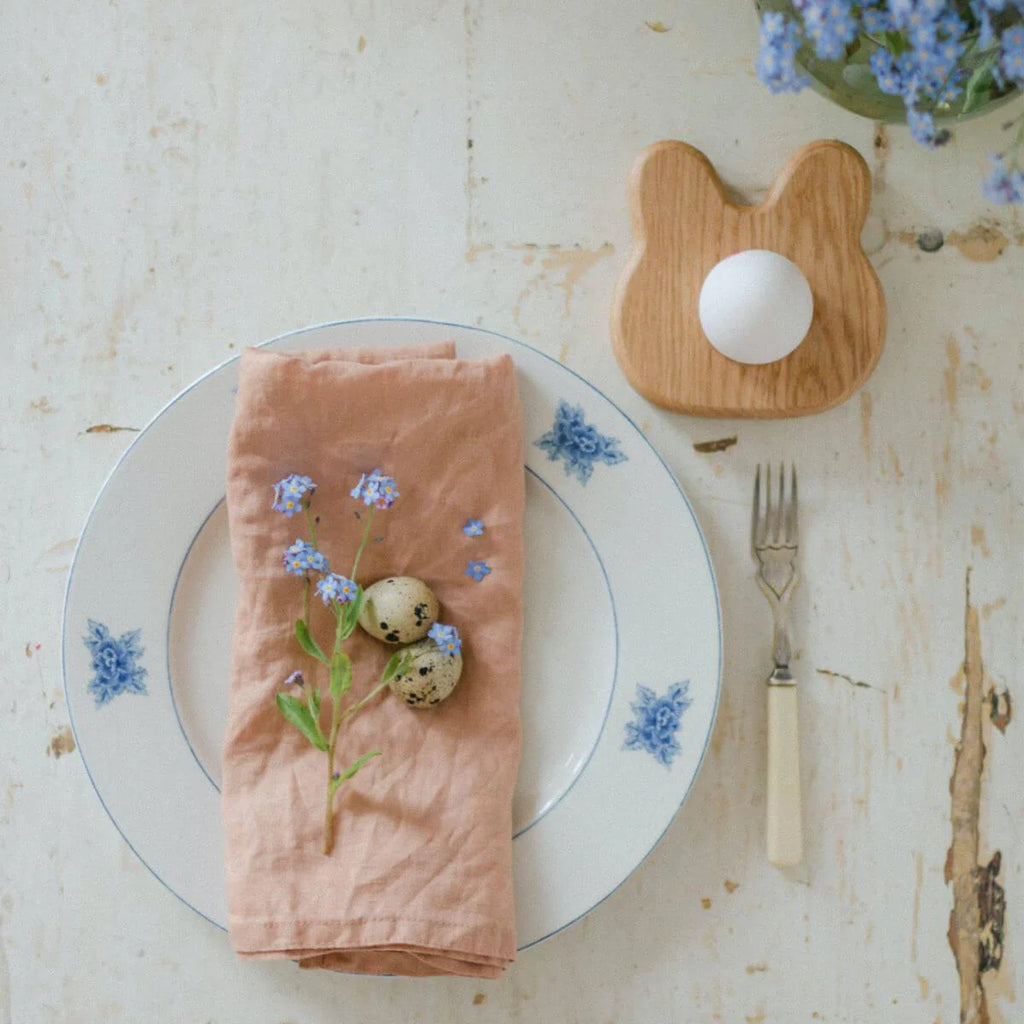 Bunny shaped egg cup on table setting