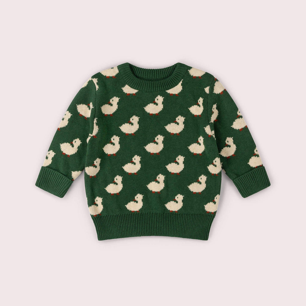 Little Green Radicals - Olive Ducks Snuggly Knitted Jumper