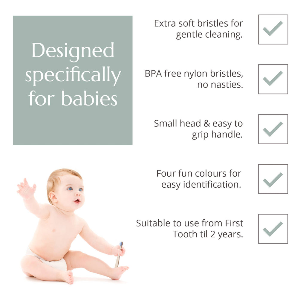 Baby's 0-3yrs Bamboo Toothbrush (4 Pack) - Soft Bristles