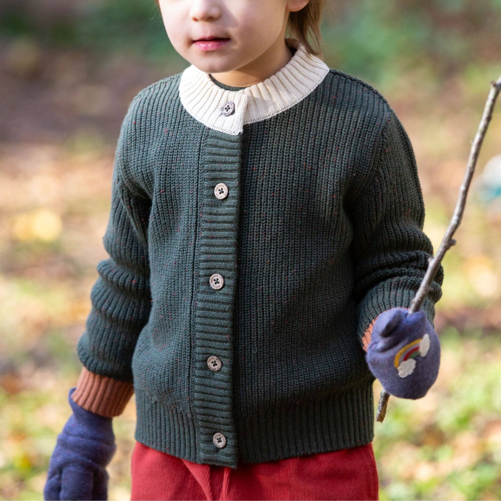 Little Green Radicals - From One To Another Fern Green Snuggly Knitted Cardigan