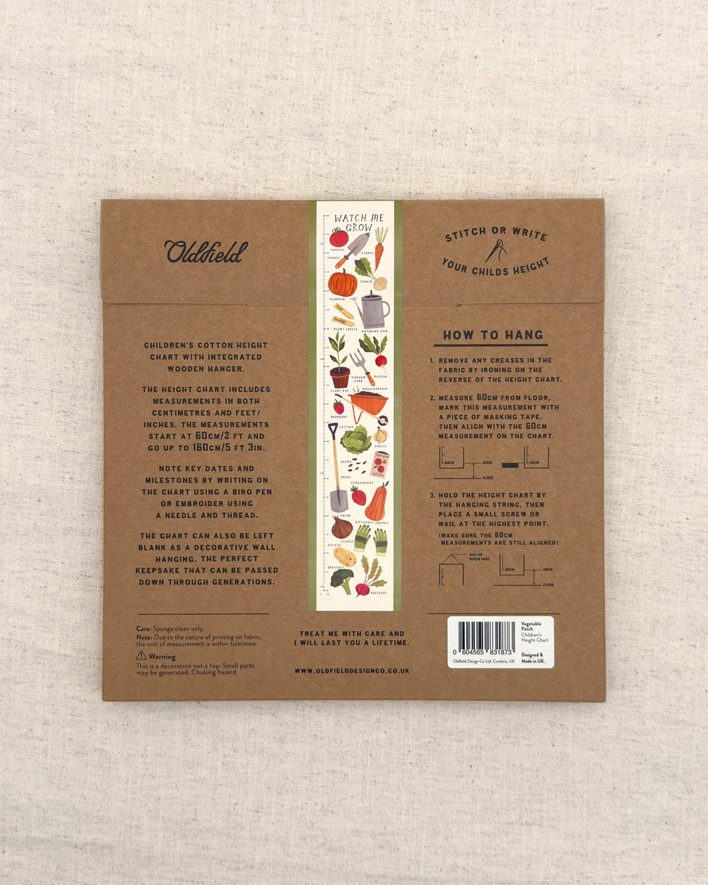 Vegetable Patch Children's Fabric Height Chart