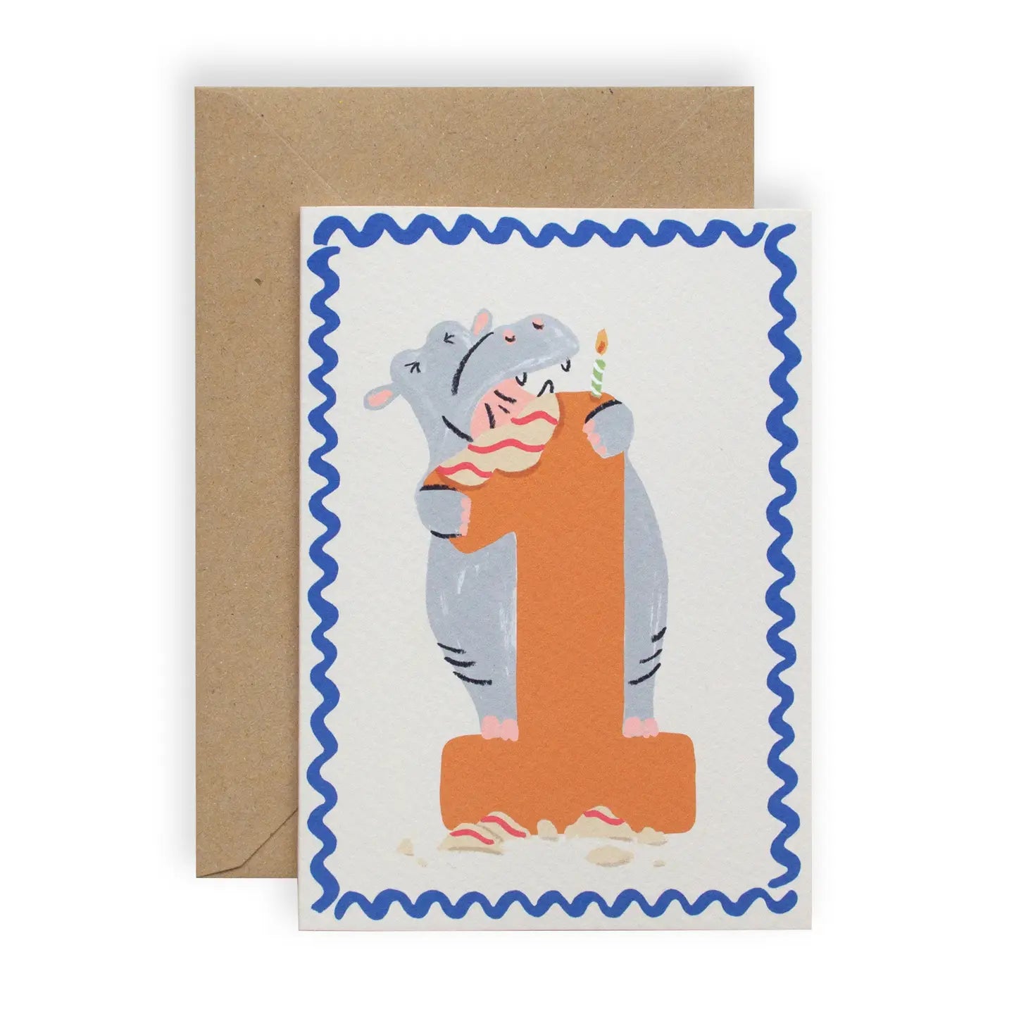 Hippo's 1st Birthday Card