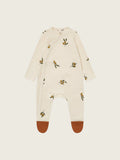 Organic Zoo - Organic Cotton Olive Garden Sleepsuit with Contrast Feet